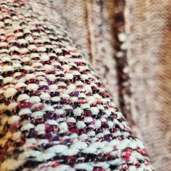 MASSIMO DUTTI |  Purple Tweed Frayed Hem Open Italian Yarn Blazer (Size S) - Picture 8 of 14